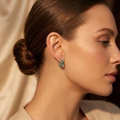 Gold Emerald Lattice Hoop Earrings by Harrison & James - earrings product image 4