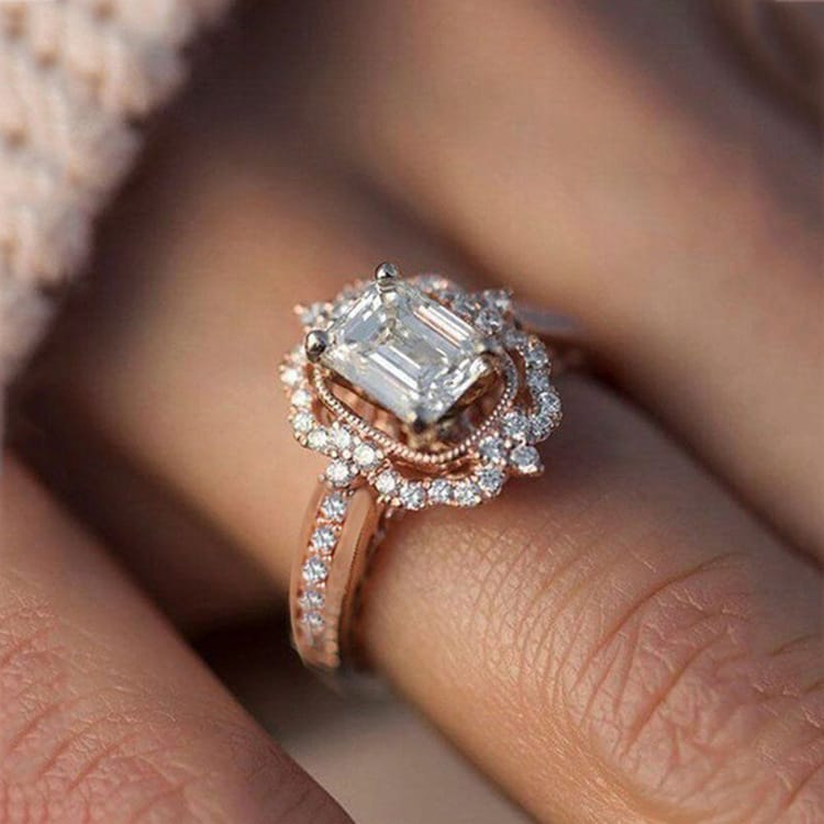 RECTANGLE DIAMOND HALO RING by Harrison & James - ring product image 2