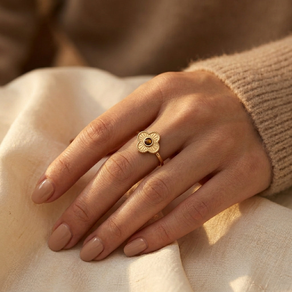 Gold Floral Open Ring by Harrison & James - ring product image 2