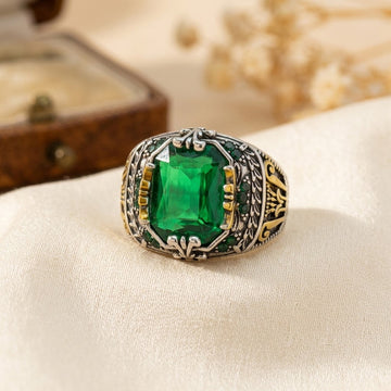 Silver Emerald Vintage Ring by Harrison & James - ring product image 1