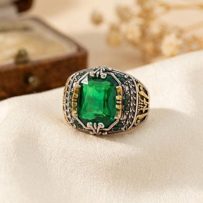 Silver Emerald Vintage Ring by Harrison & James - ring product image 1