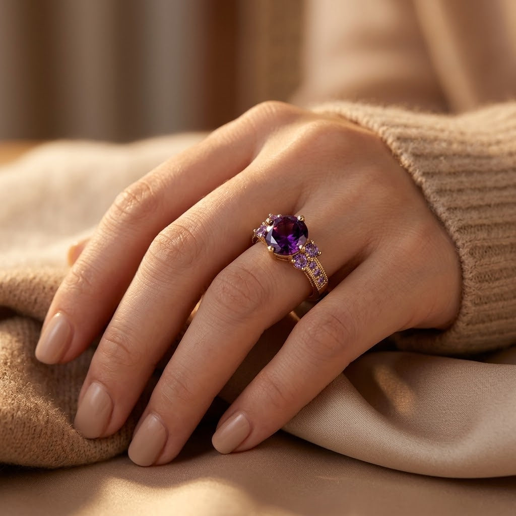 Gold Amethyst Accent Ring by Harrison & James - ring product image 2