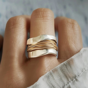Silver Golden Threads Ring by Harrison & James - ring product image 1