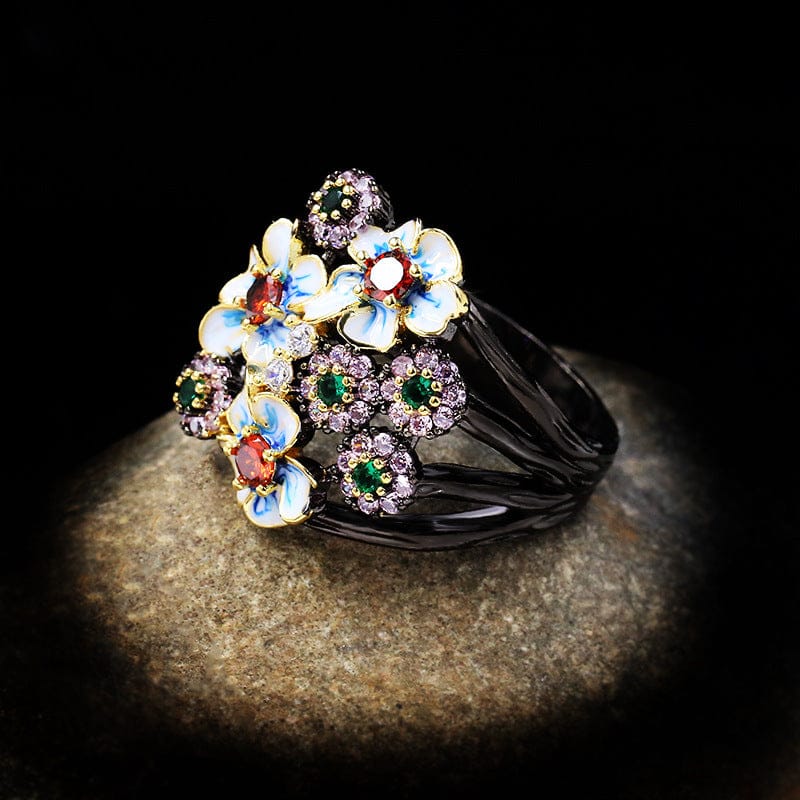 COLORFUL ENAMEL FLOWER GARDEN RING by Harrison & James - ring product image 3