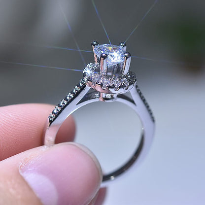 SILVER CUSHION DIAMOND PAVE HALO RING by Harrison & James - ring product image 3