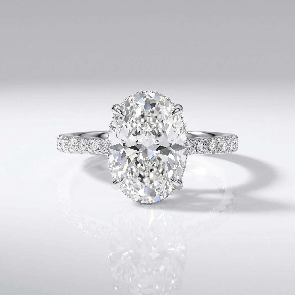 OVAL DIAMOND SILVER ELEGANT RING by Harrison & James - ring product image 1