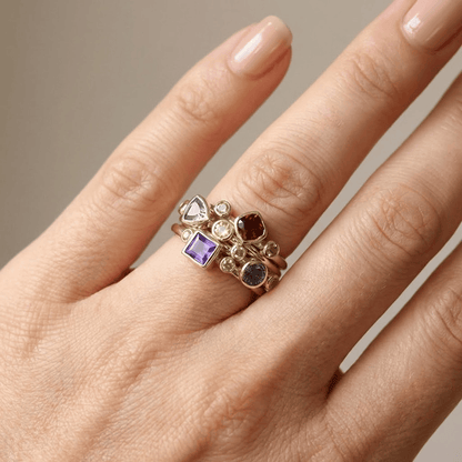 COLORFUL GEMSTONE GOLD STACKING RING SET by Harrison & James - ring product image 2