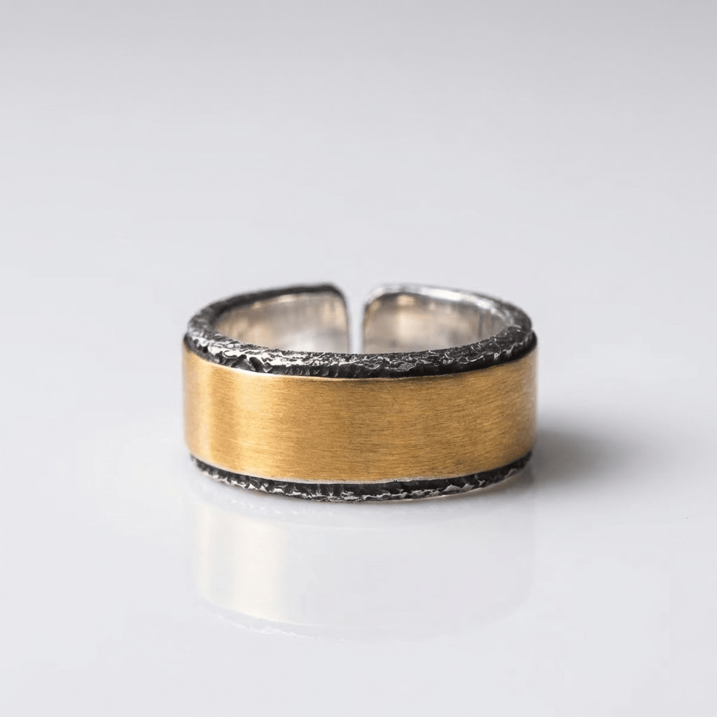 HANDMADE RUSTIC TWO TONE RING - (ADJUSTABLE) by Harrison & James - ring product image 1