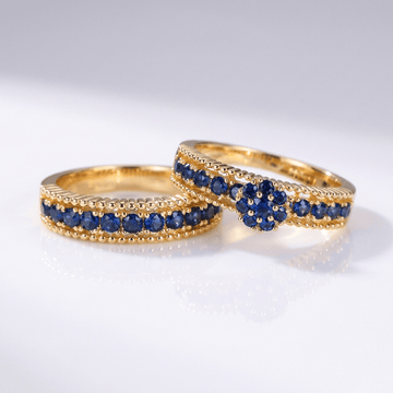BLUE SAPPHIRE GOLD STACKING BAND SET by Harrison & James - ring product image 1
