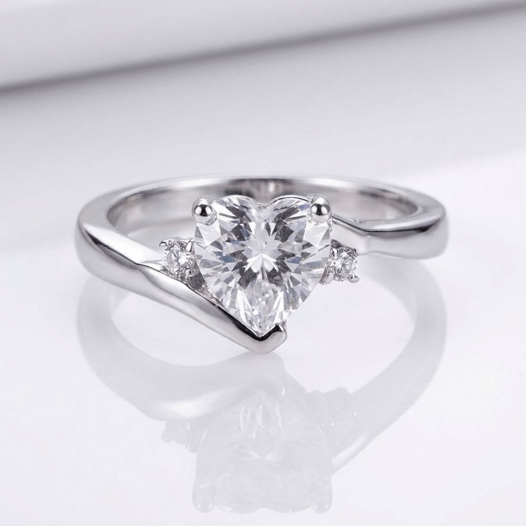 HEART ZIRCONIA SILVER BYPASS RING by Harrison & James - ring product image 1