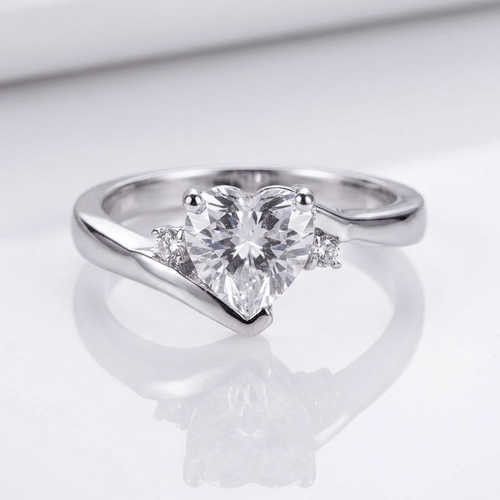 HEART ZIRCONIA SILVER BYPASS RING by Harrison & James - ring product image 1