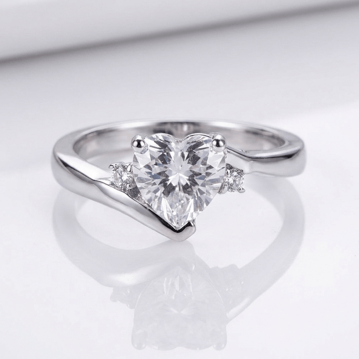 HEART ZIRCONIA SILVER BYPASS RING by Harrison & James - ring product image 1