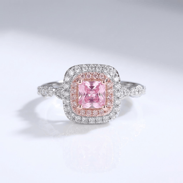 PINK CUSHION ZIRCONIA HALO RING by Harrison & James - ring product image 1