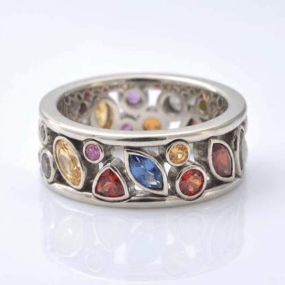 SILVER MULTI STONE RAINBOW RING by Harrison & James - ring product image 1