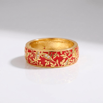 GOLD VINTAGE LEAF BAND RING by Harrison & James - ring product image 3