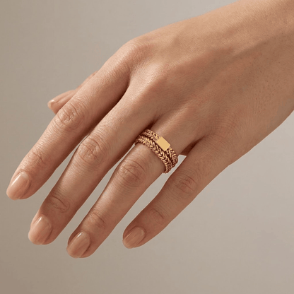 GOLD BRAIDED MESH BAND RING by Harrison & James - ring product image 2