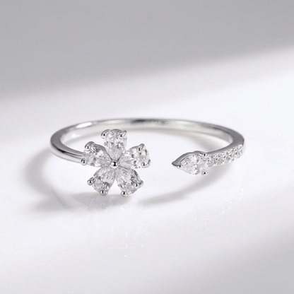 SILVER ZIRCONIA FLOWER - (ADJUSTABLE) by Harrison & James - jewelry product image 1