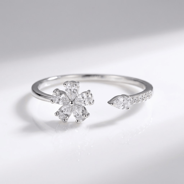 SILVER ZIRCONIA FLOWER - (ADJUSTABLE) by Harrison & James - jewelry product image 1