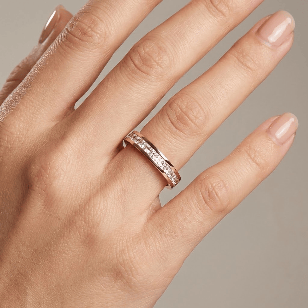 ROSE GOLD ZIRCONIA BAND RING by Harrison & James - ring product image 2