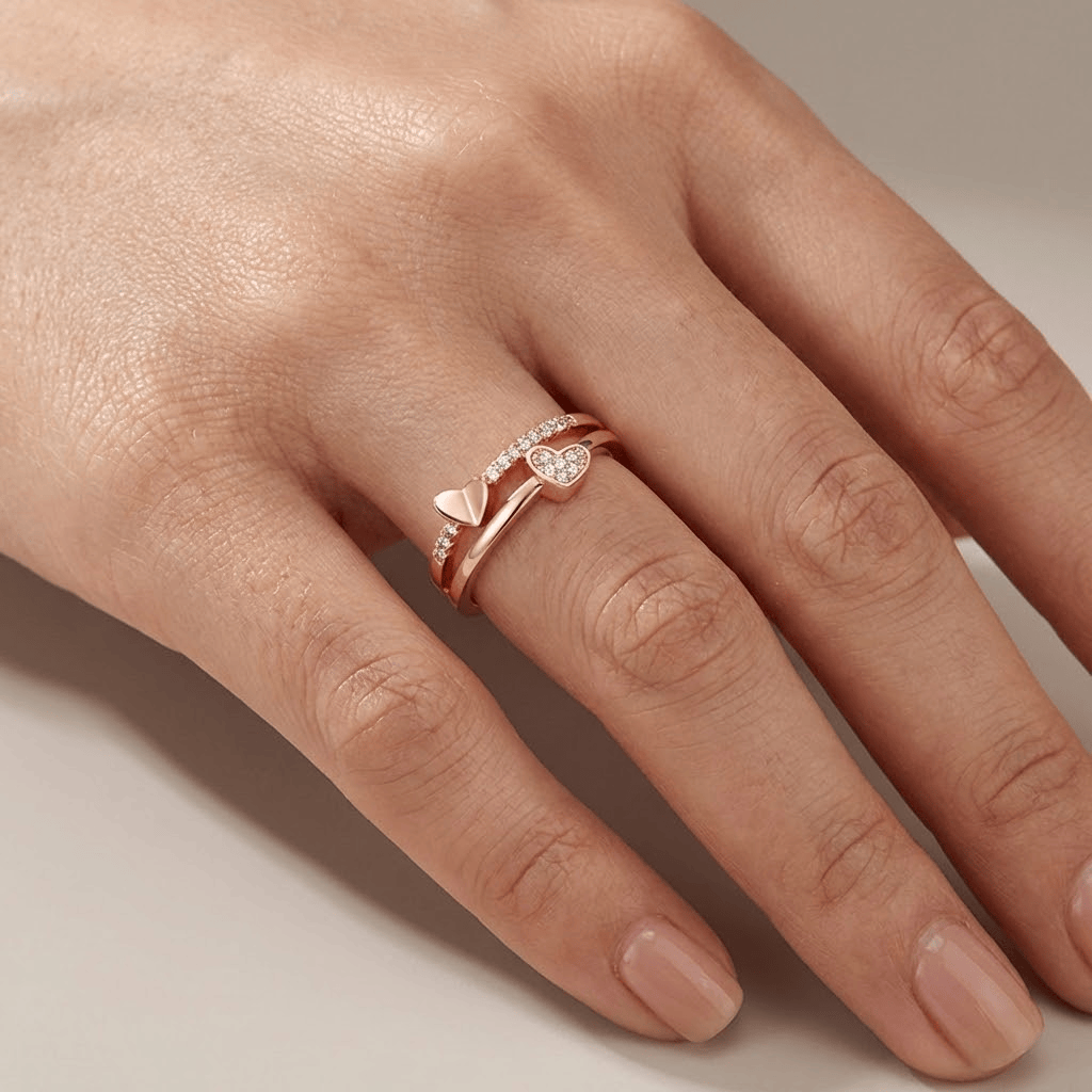 ROSE GOLD HEART ZIRCONIA - (ADJUSTABLE) by Harrison & James - jewelry product image 2