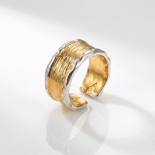 HANDMADE GOLD SILVER TWO TONE RING - (ADJUSTABLE) by Harrison & James - ring product image 1