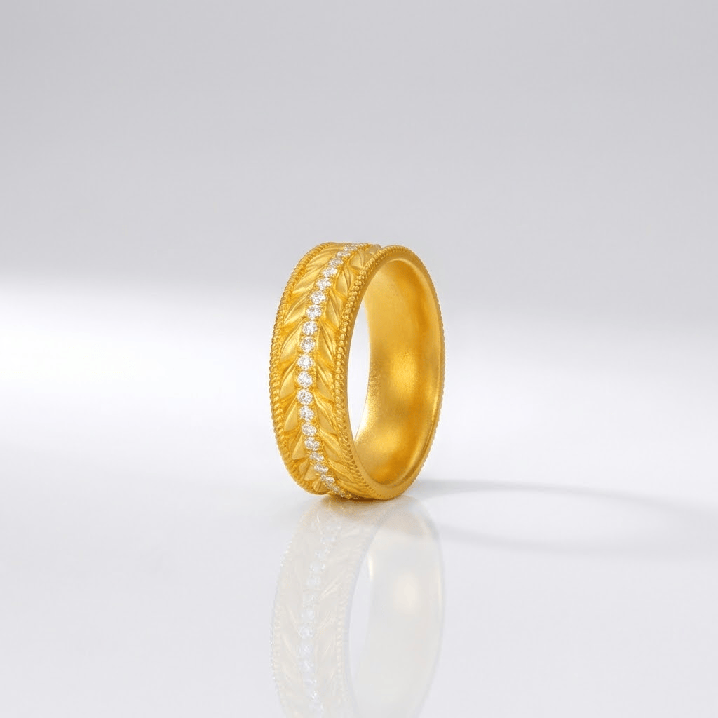 GOLD TEXTURED BAND RING by Harrison & James - ring product image 1