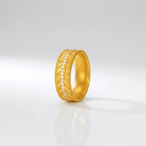 GOLD TEXTURED BAND RING by Harrison & James - ring product image 1