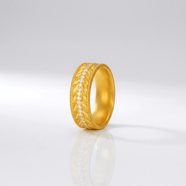 GOLD TEXTURED BAND RING by Harrison & James - ring product image 1