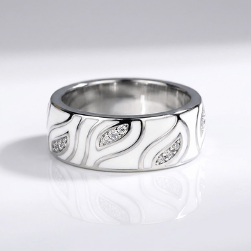 SILVER LEAF ZIRCONIA BAND RING by Harrison & James - ring product image 1