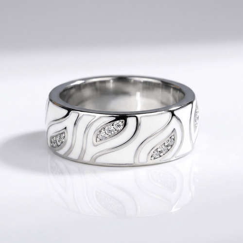 SILVER LEAF ZIRCONIA BAND RING by Harrison & James - ring product image 1