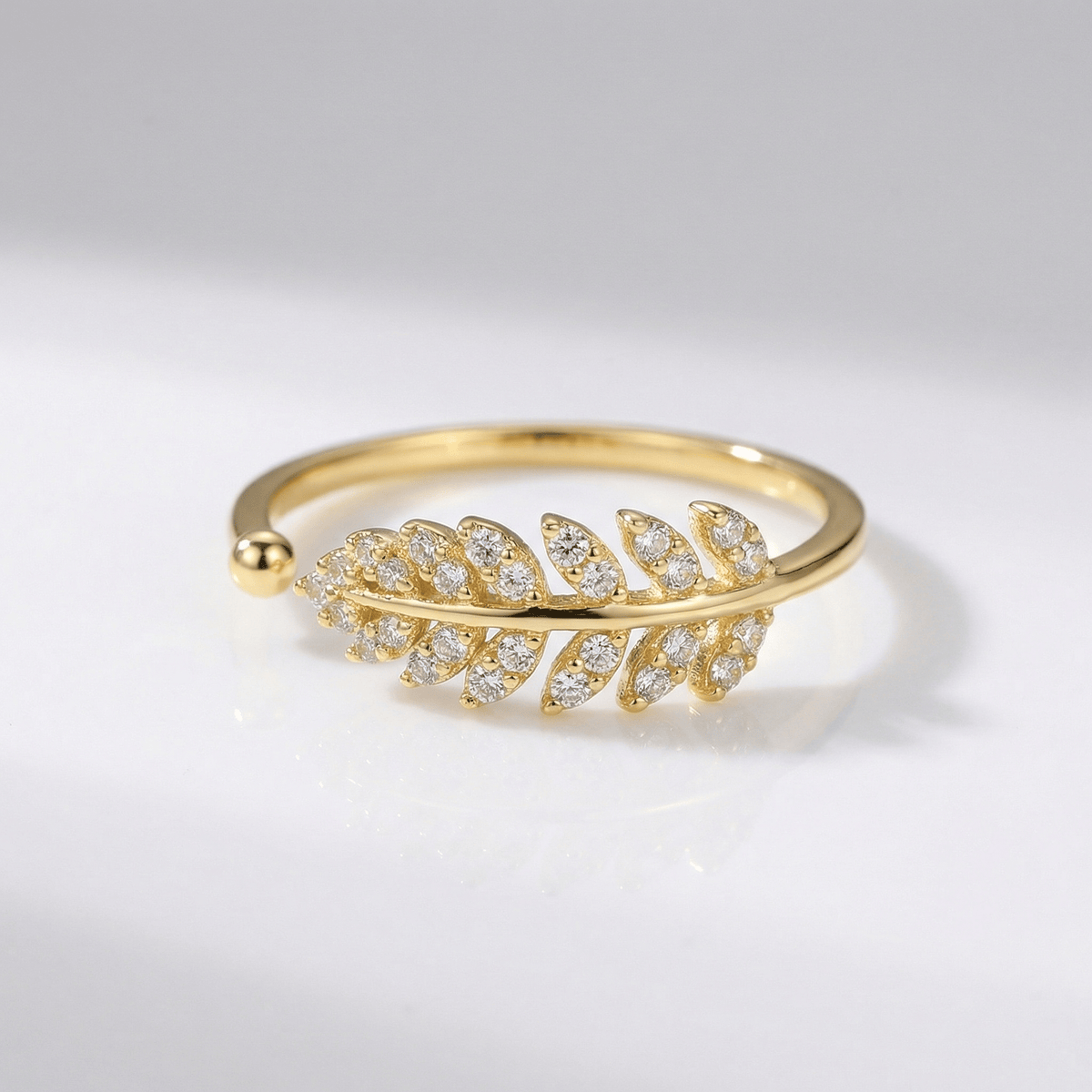 SILVER FEATHER ZIRCONIA RING - (ADJUSTABLE) by Harrison & James - ring product image 3