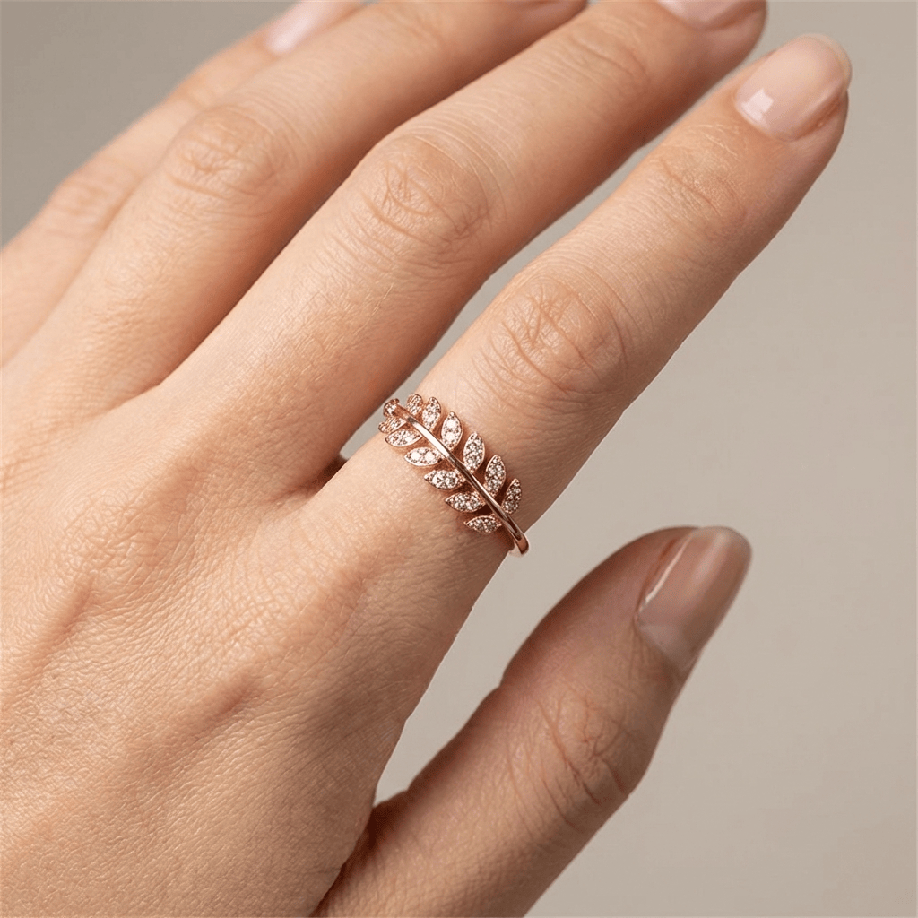 SILVER FEATHER ZIRCONIA RING - (ADJUSTABLE) by Harrison & James - ring product image 6