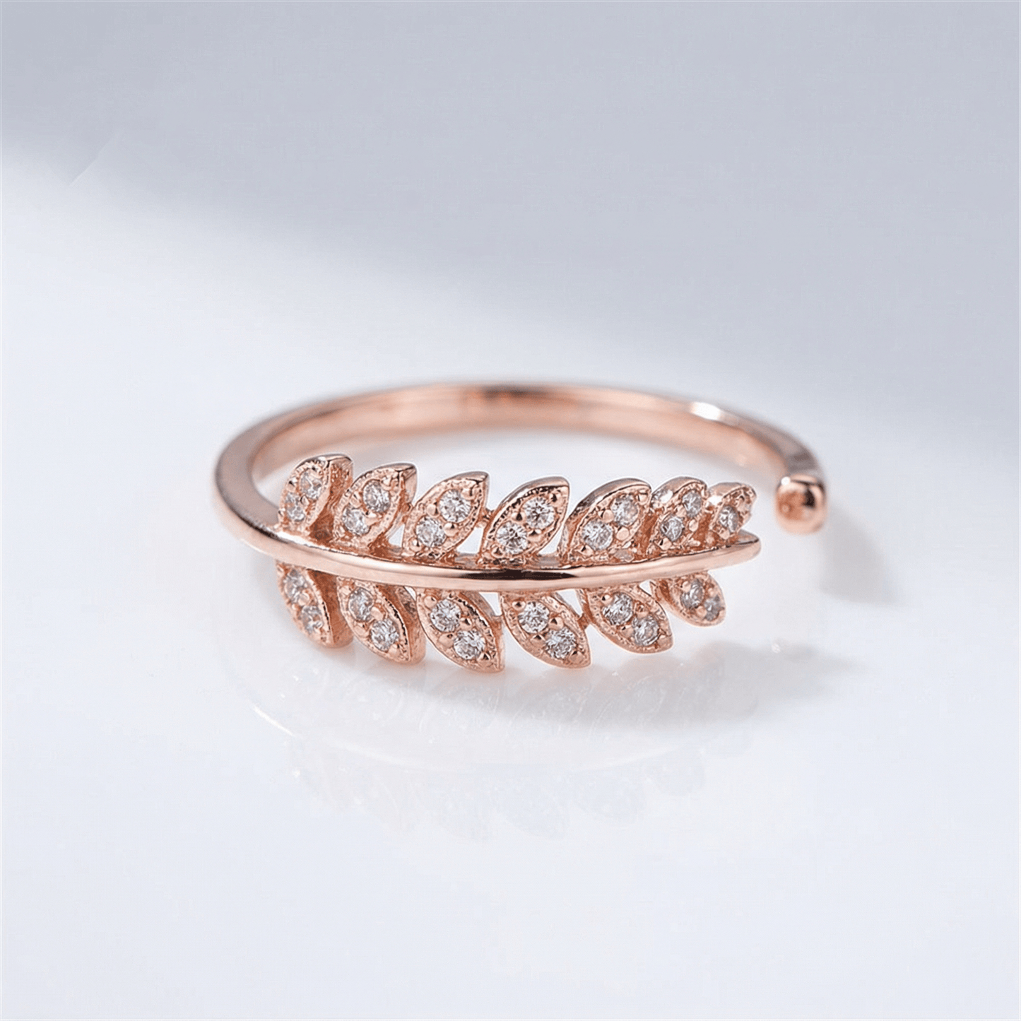 SILVER FEATHER ZIRCONIA RING - (ADJUSTABLE) by Harrison & James - ring product image 5