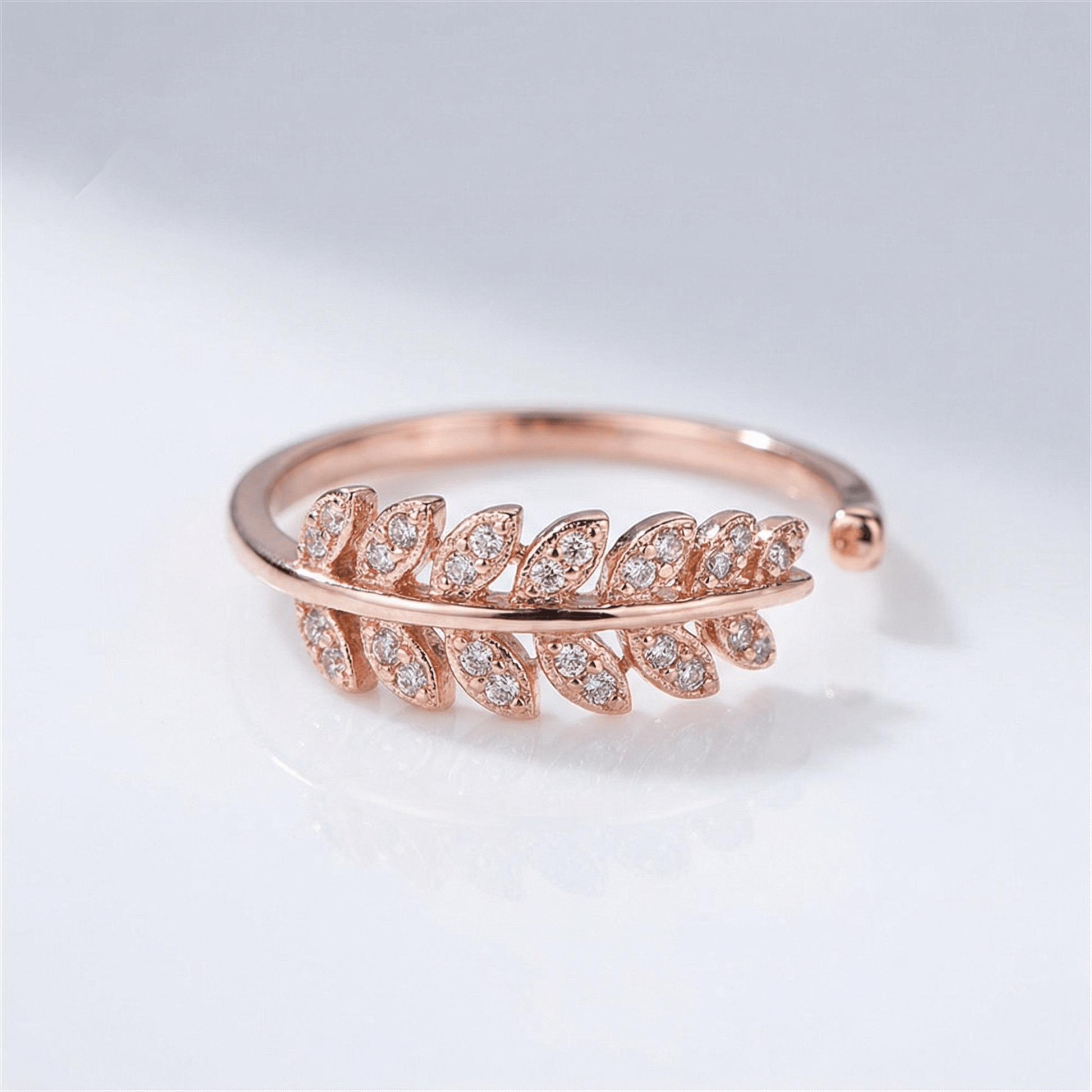 SILVER FEATHER ZIRCONIA RING - (ADJUSTABLE) by Harrison & James - ring product image 5