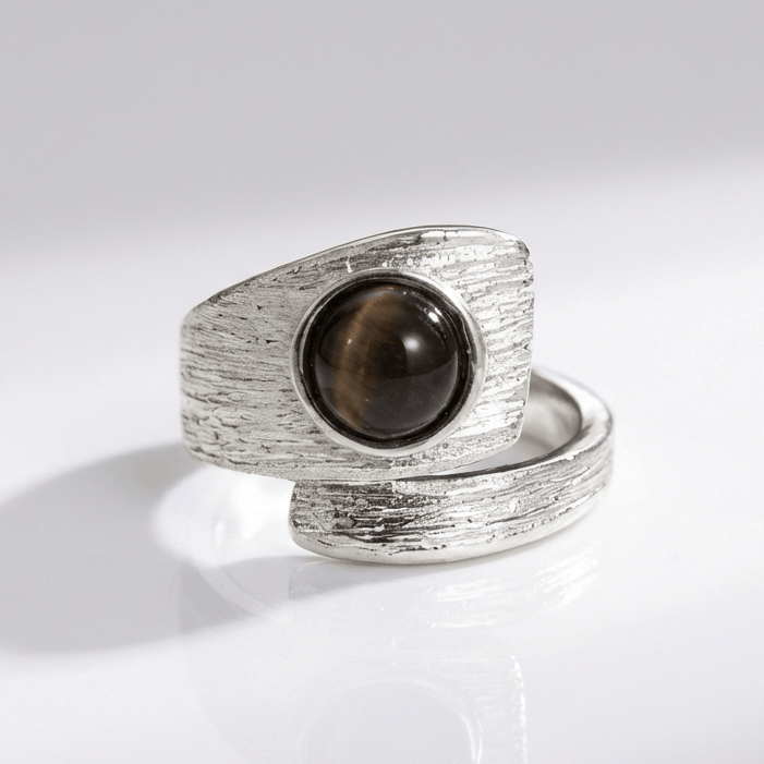 SILVER BLACK ONYX VINTAGE RING - (ADJUSTABLE) by Harrison & James - ring product image 1