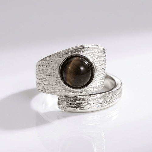 SILVER BLACK ONYX VINTAGE RING - (ADJUSTABLE) by Harrison & James - ring product image 1