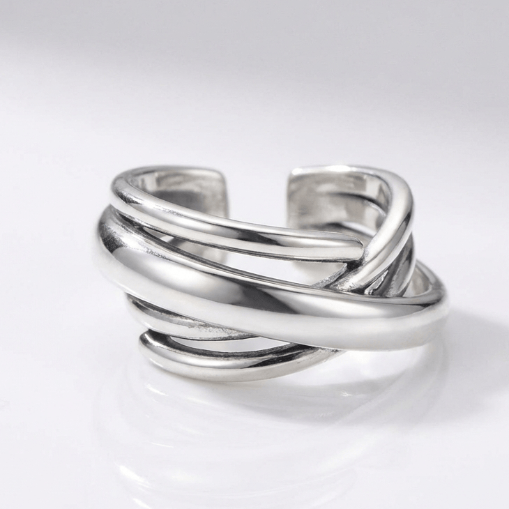SILVER STACKED ZIRCONIA RING - (ADJUSTABLE) by Harrison & James - ring product image 1