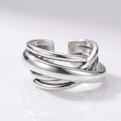 SILVER STACKED ZIRCONIA RING - (ADJUSTABLE) by Harrison & James - ring product image 1