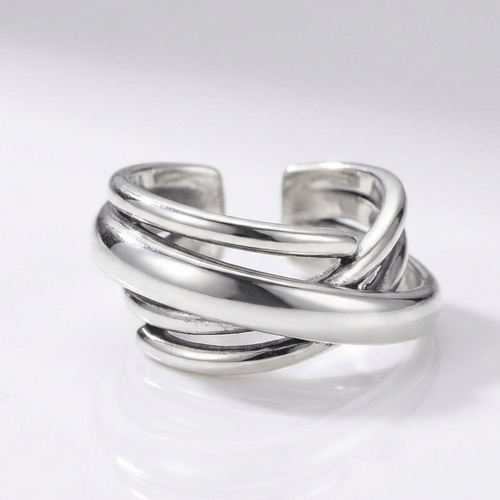 SILVER STACKED ZIRCONIA RING - (ADJUSTABLE) by Harrison & James - ring product image 1
