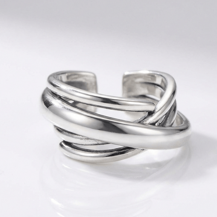 SILVER STACKED ZIRCONIA RING - (ADJUSTABLE) by Harrison & James - ring product image 1
