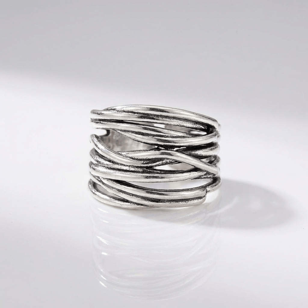 SILVER STACKED ZIRCONIA RING - (ADJUSTABLE) by Harrison & James - ring product image 3