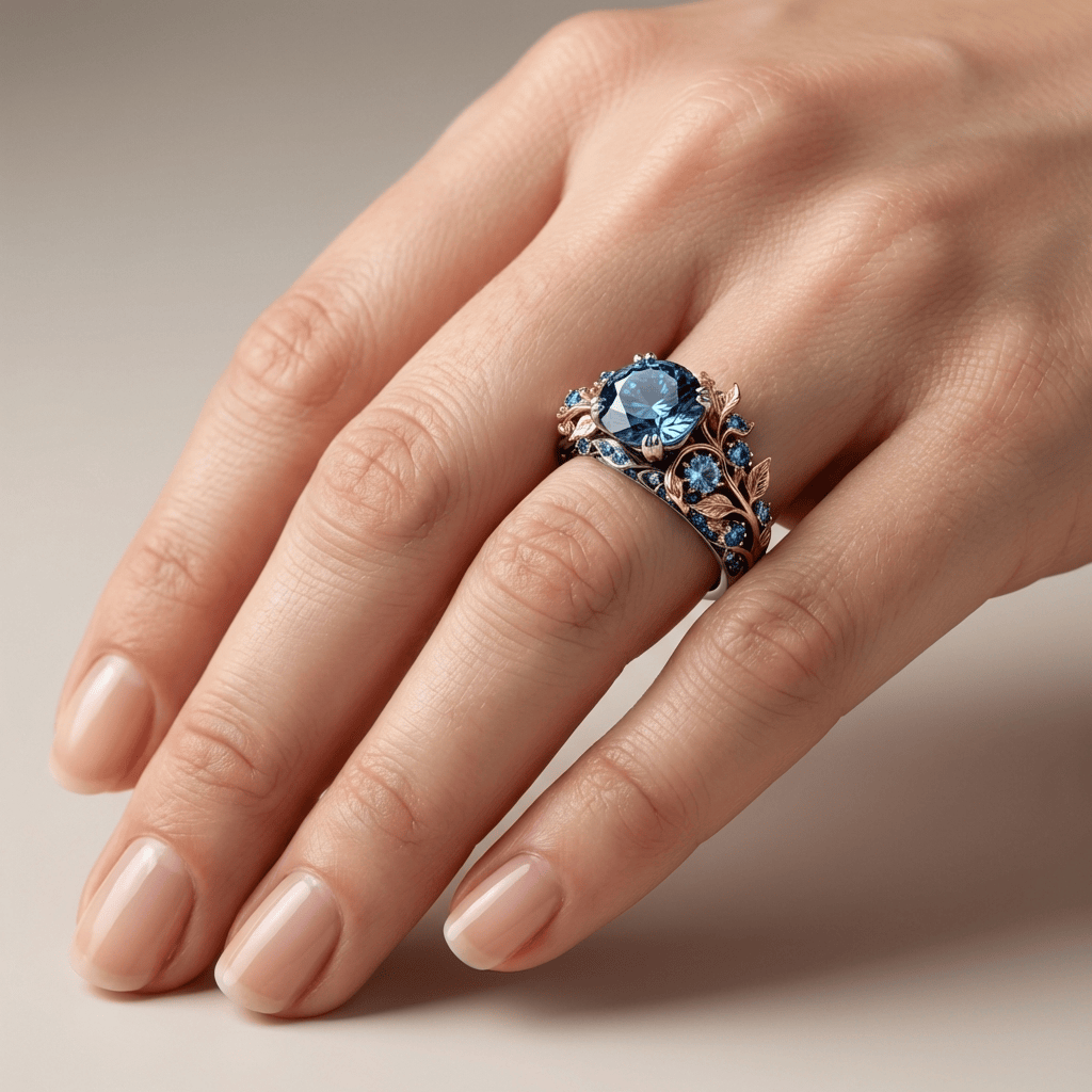 GOLD & BLUE TOPAZ VINTAGE RING by Harrison & James - ring product image 2