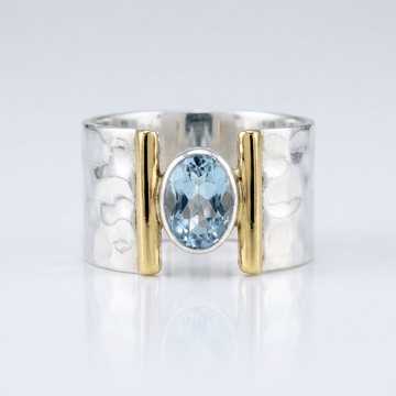 SILVER GOLD TOPAZ MODERN RING by Harrison & James - ring product image 1