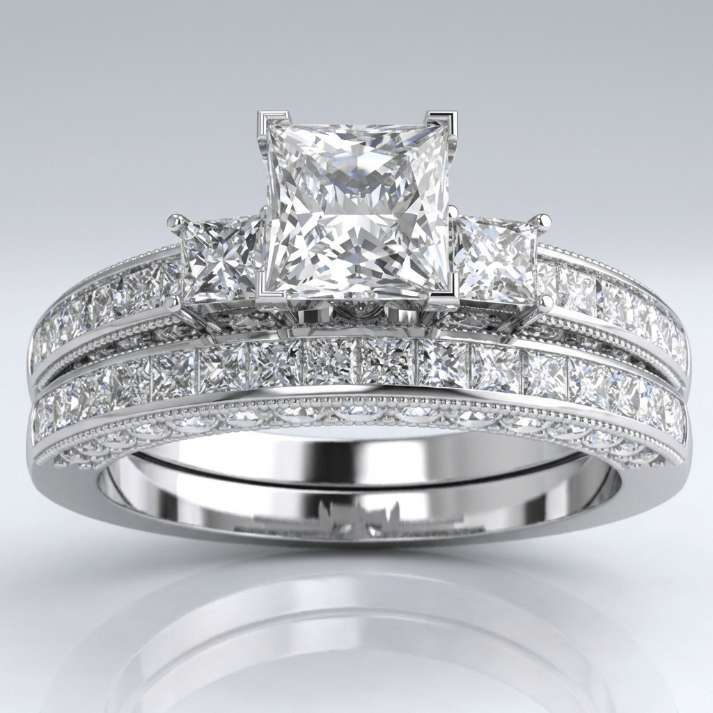 SILVER SQUARE DIAMOND PAVE RING by Harrison & James - ring product image 1