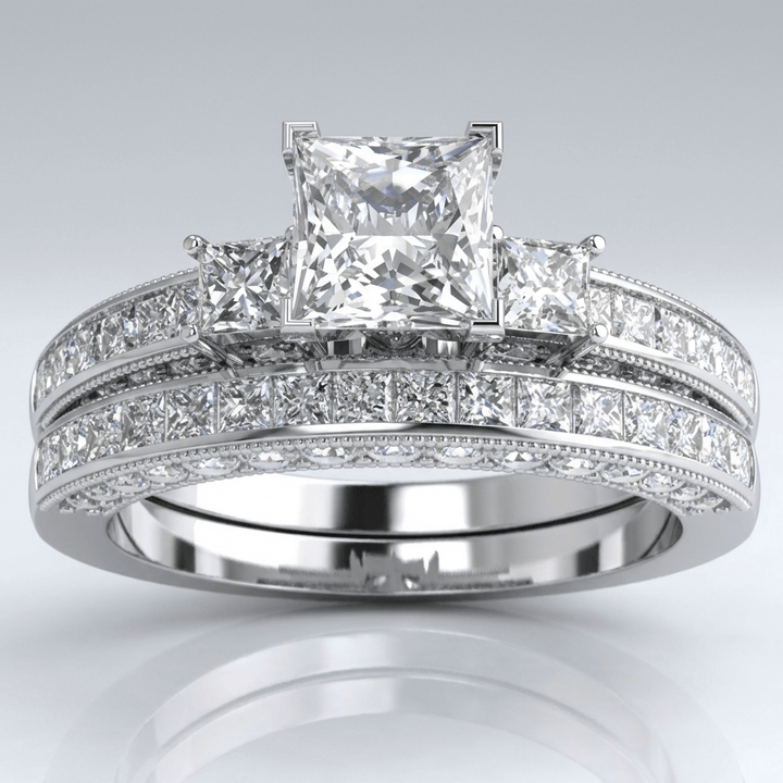 SILVER SQUARE DIAMOND PAVE RING by Harrison & James - ring product image 1