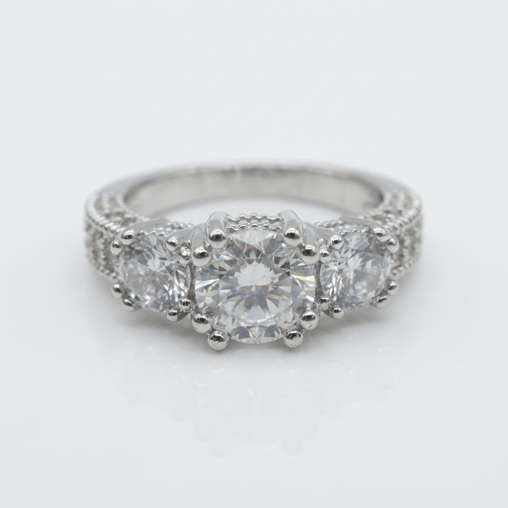 SILVER ROUND ZIRCONIA HALO RING by Harrison & James - ring product image 1