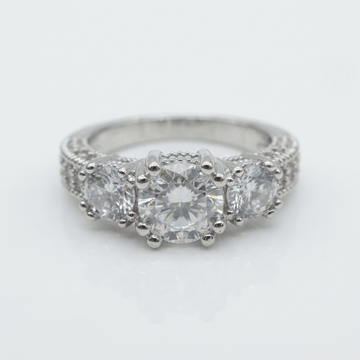 SILVER ROUND ZIRCONIA HALO RING by Harrison & James - ring product image 1