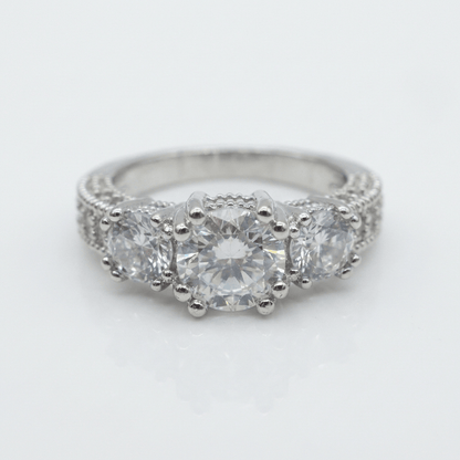 SILVER ROUND ZIRCONIA HALO RING by Harrison & James - ring product image 1