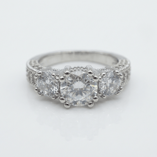 SILVER ROUND ZIRCONIA HALO RING by Harrison & James - ring product image 1