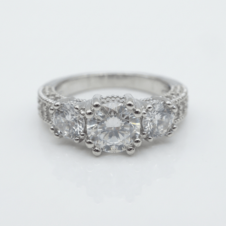 SILVER ROUND ZIRCONIA HALO RING by Harrison & James - ring product image 1